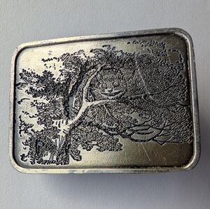 Bergamot Brass Works Vintage Cheshire Cat Belt Buckle Alice in Wonderland 1974
